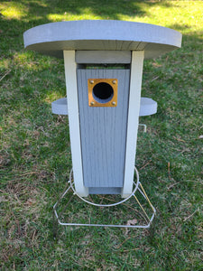 White and Gray Recycled Plastic Birdhouse